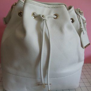 COLE HAAN White Leather Drawsting LINLEY Bag NWT